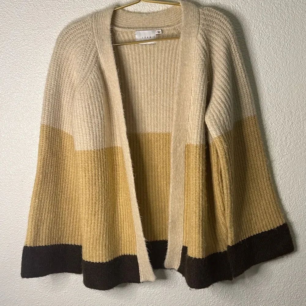 LUSH- Elegant Open Front Cardigan Sweater- Banana Cream colorway- Small